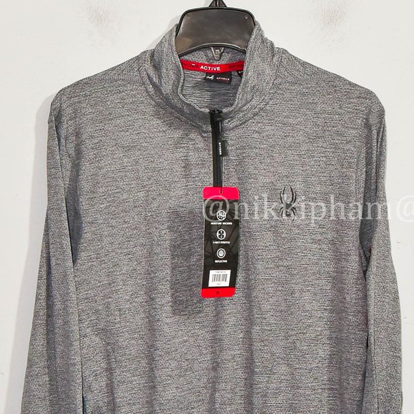 Spyder Active Men’s Light Weight ¼ Zip Gray - Picture 3 of 9
